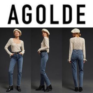 NWT AGOLDE Riley High-Rise Straight Long Jeans